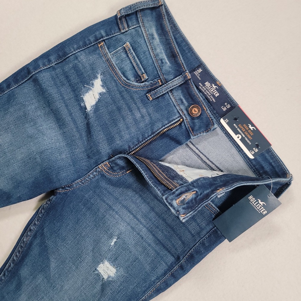 Hollister High-Rise Super Skinny Jeans Womens 3S W26 L26 Blue Distressed Stretch